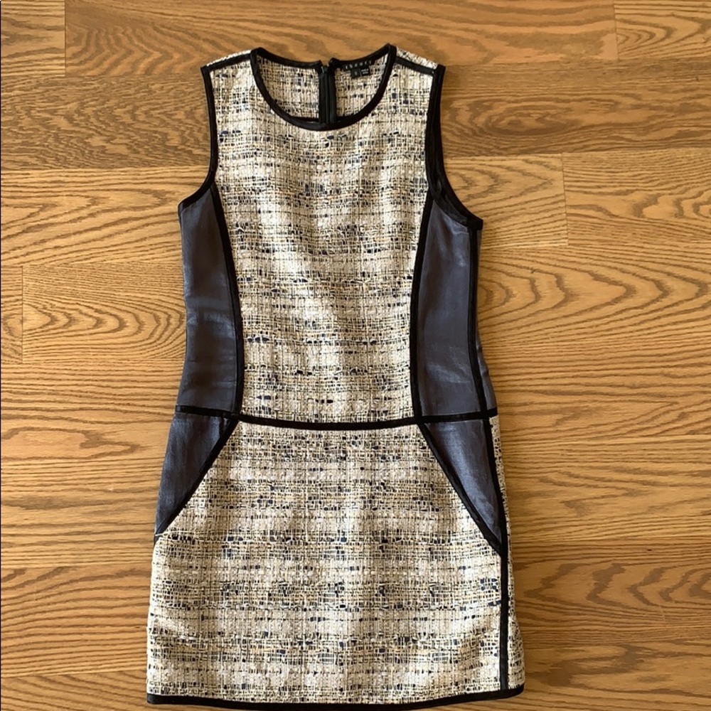 Theory tweed and silk dress